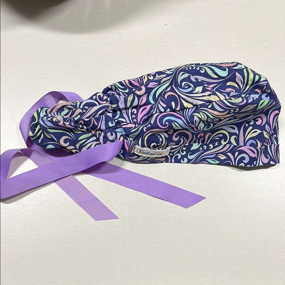 Purple Paisley Women's Ponytail Scrub Cap